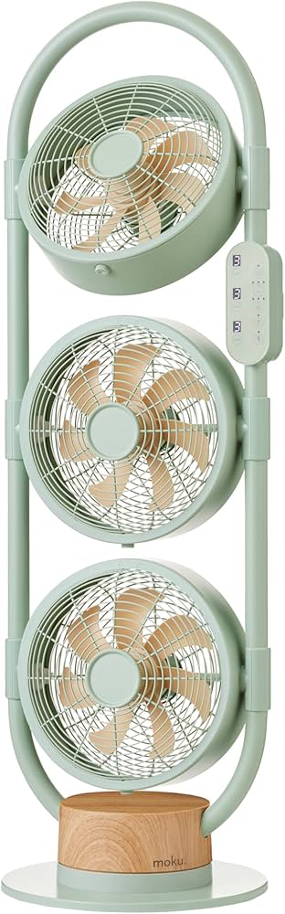 Amazon | moku. DC3連マルチファン (グリーン×木目) 扇風機
