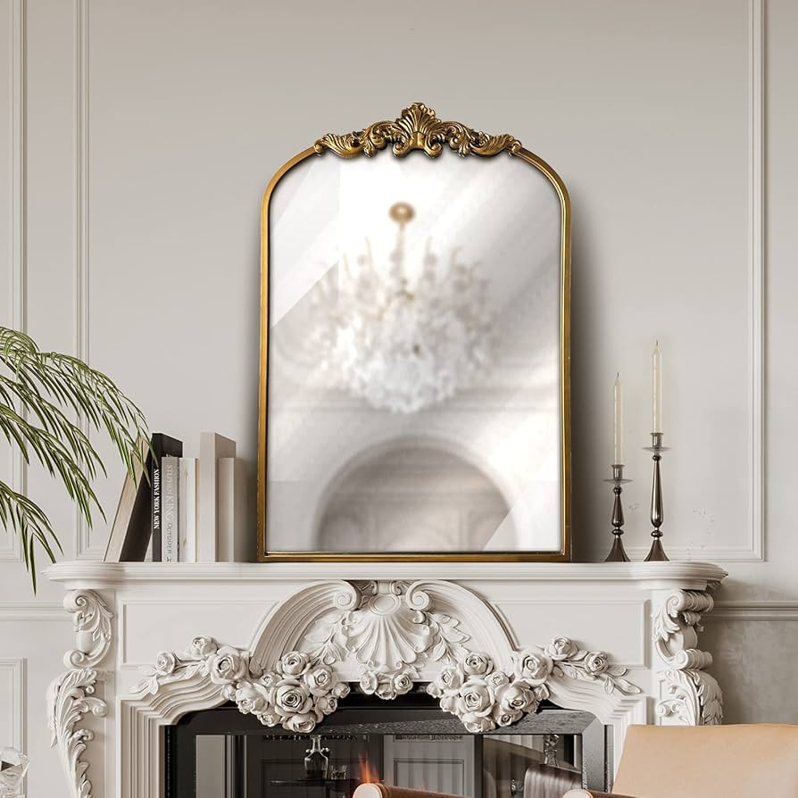 英国アンティークゴールドフレームミラー/壁掛け鏡ウォールミラー(79