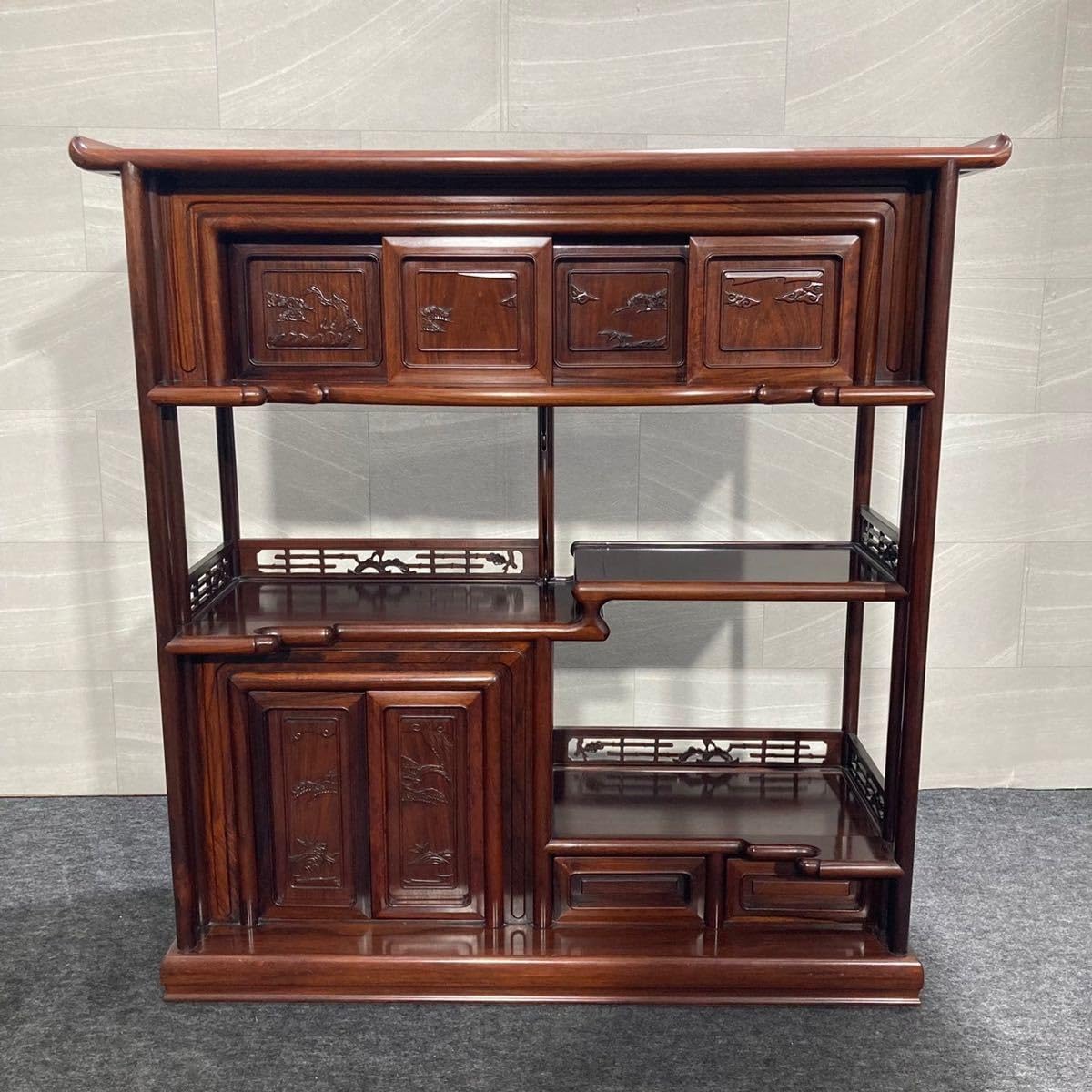 Amazon.co.jp: 茶箪笥 茶棚 飾り棚 昭和レトロ 和室 唐木 アンティーク