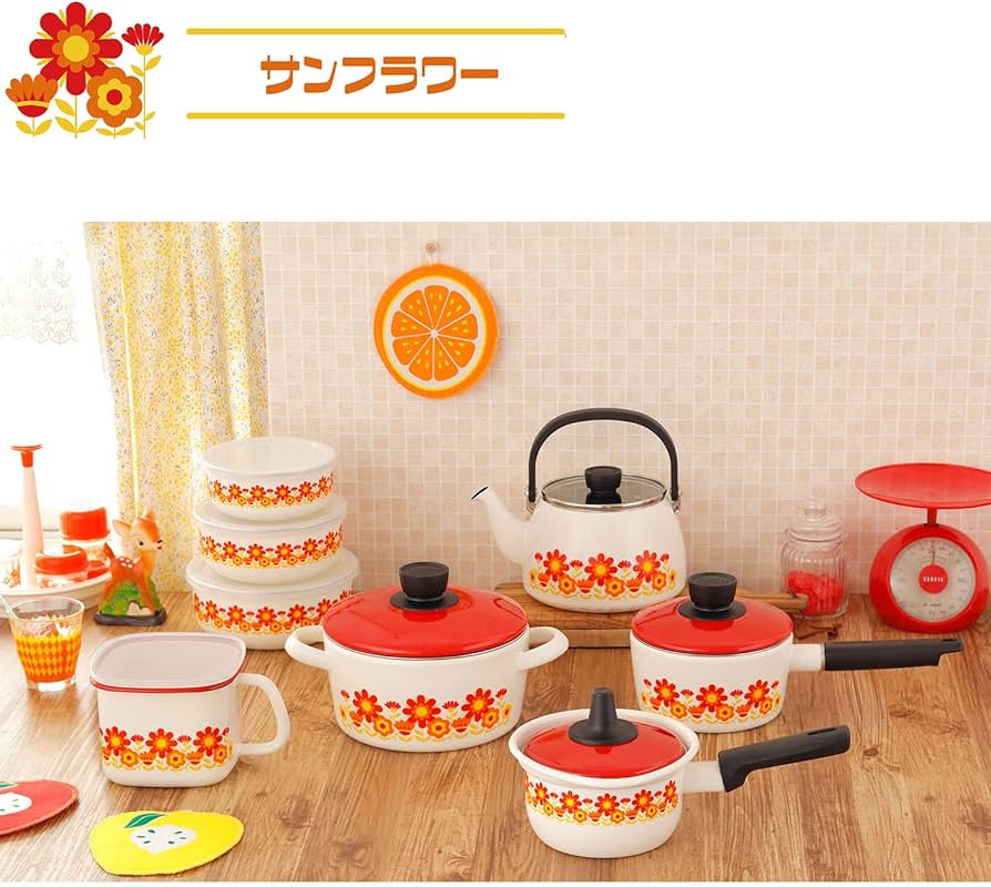 Amazon｜富士ホーロー 70年代復刻柄 昭和 レトロ 琺瑯 ケトル 2.5L IH