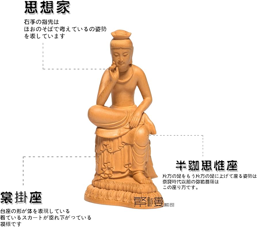 Amazon｜繁樓藝雕 仏像 弥勒菩薩 半跏思惟像 木彫り 仏壇仏像 置物 桧