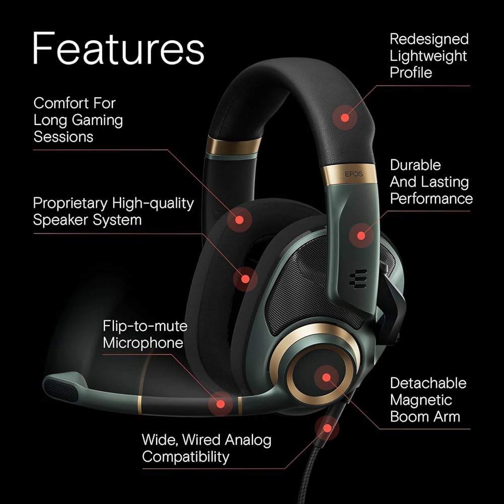 Amazon.co.jp: EPOS H6Pro ゲーミングヘッドセット 有線 開放型