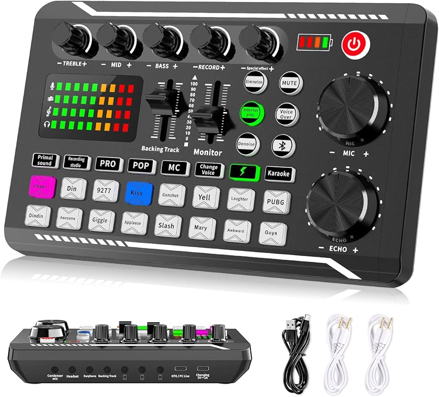 Amazon.com: Facmogu F998 Live Sound Card Audio Mixer, Podcast