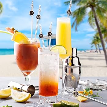 Amazon | DIY モノグラム イニシャル カクテルマドラー スウィズル