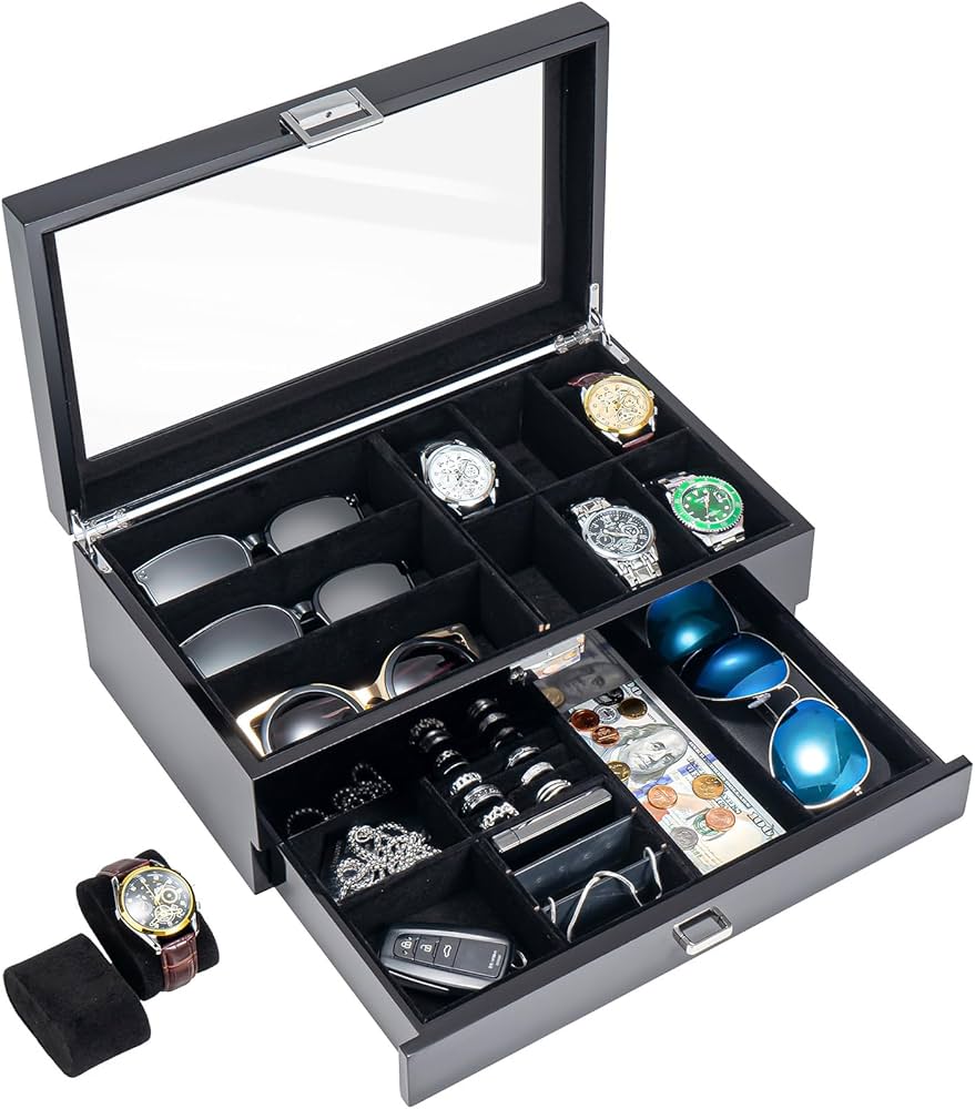 Amazon.co.jp: ProCase ジュエリーボックス 木製 男性用 高級 2段式