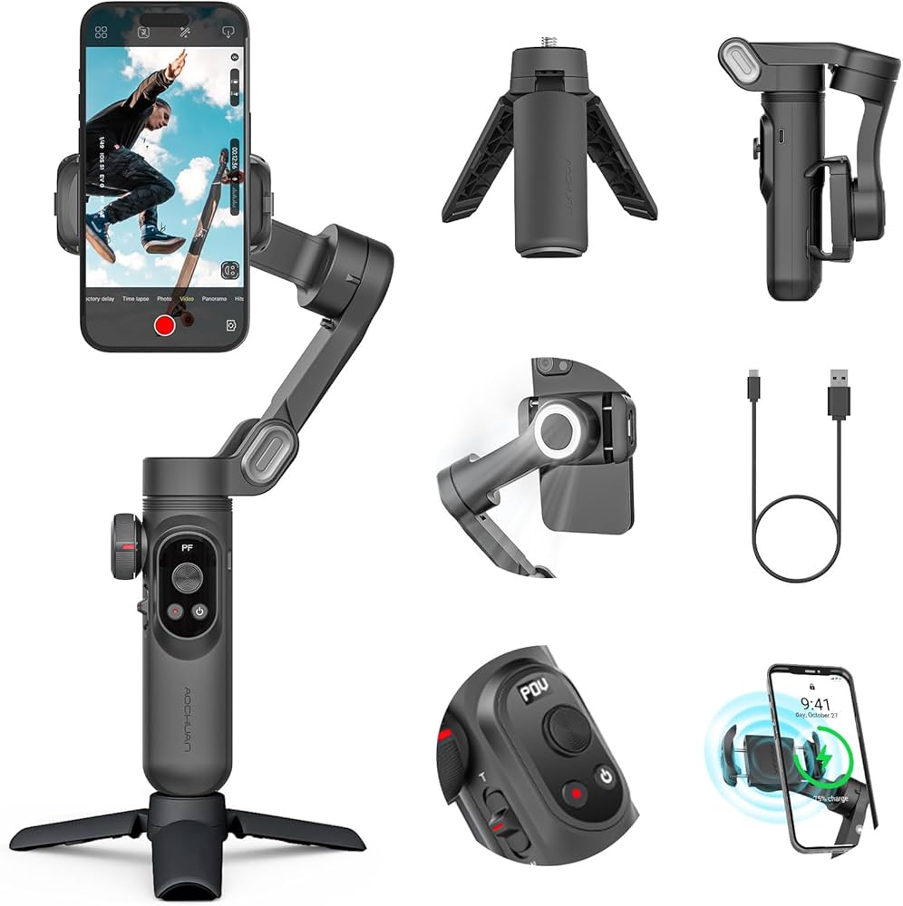 Amazon.co.jp: AOCHUAN SMART X PROスマホジンバル折りたたみ式手持