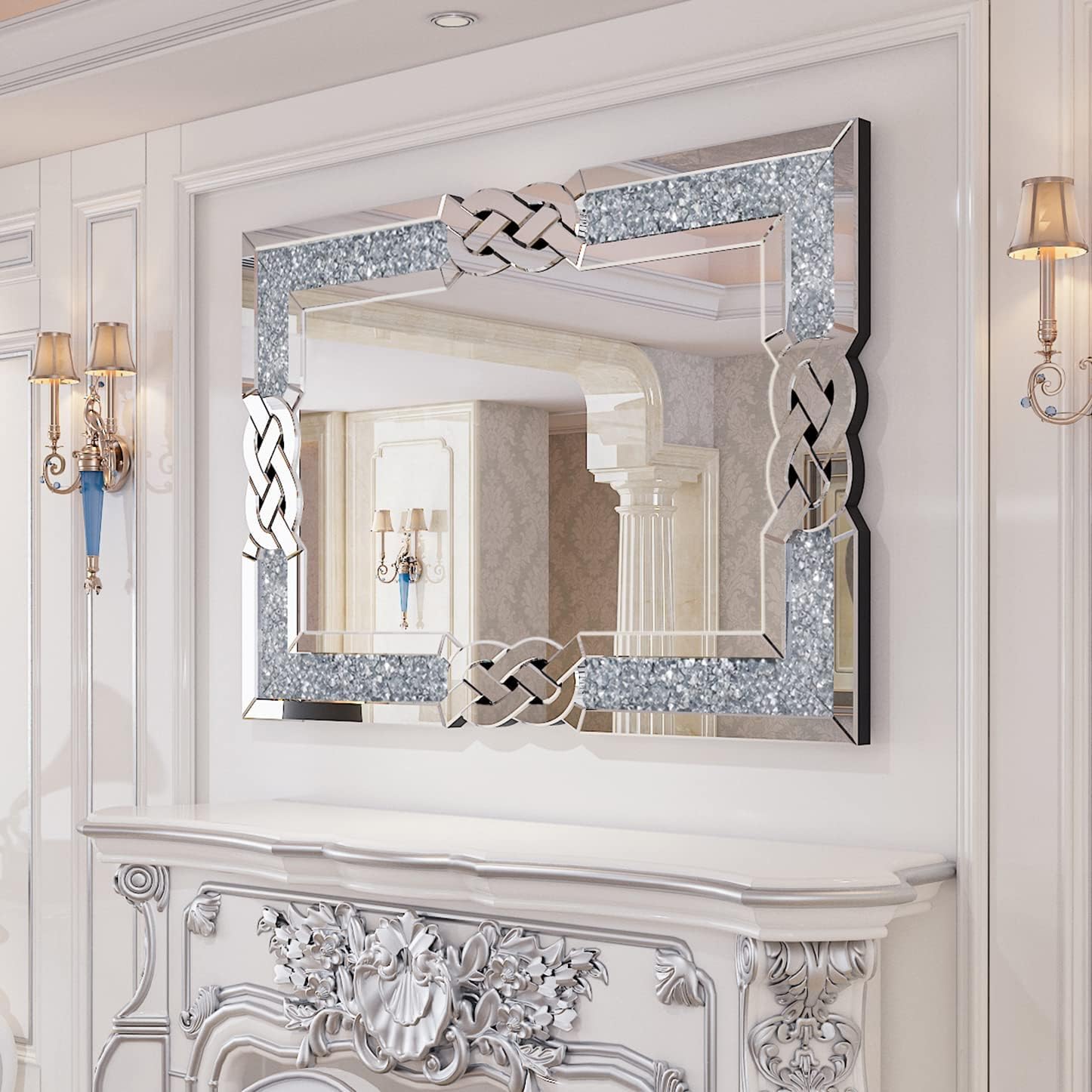 Amazon.co.jp: Artloge 鏡 壁掛け ウォールミラー 100*70cm 洗面鏡