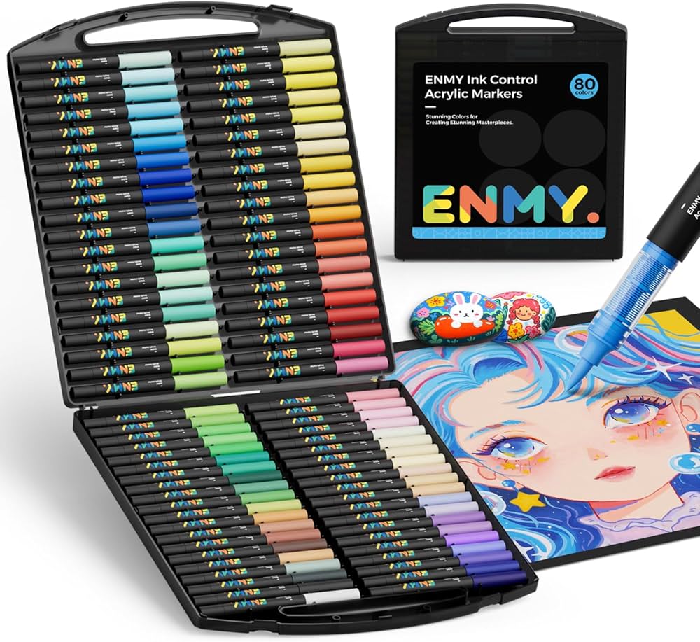 Amazon | ENMY 80色セット 直液式 アクリルマーカー イラストマーカー