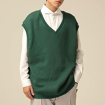 Amazon | [Mxatenner] ベスト メンズ ニット Vネック 無地 ゆったり