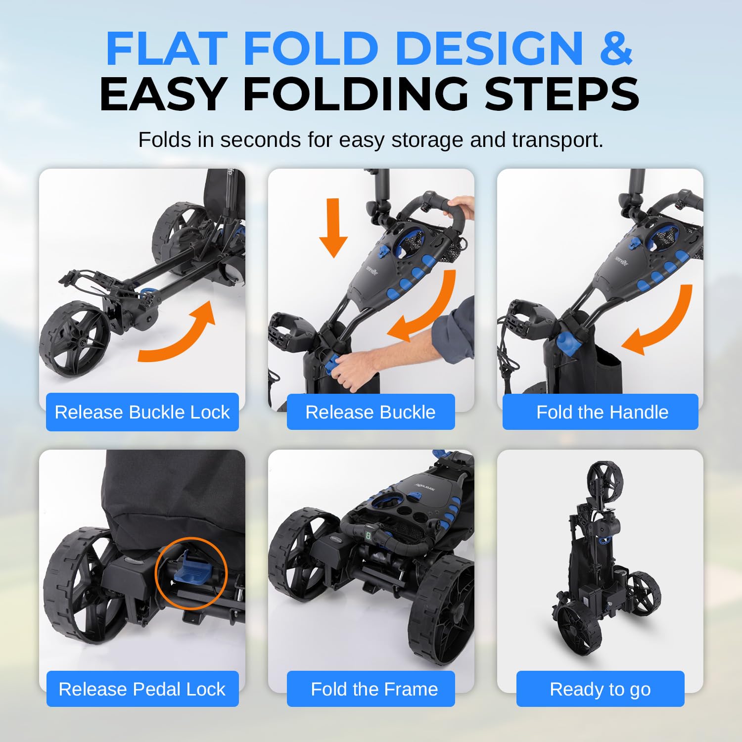 Amazon | SereneLife 3輪電動ゴルフプッシュカート - 充電式軽量