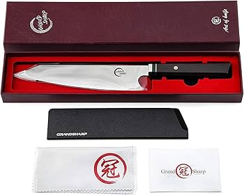 Amazon｜Grandsharp 切付型（剣型）包丁 210mm ダマスカス 三徳包丁