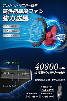 Amazon.co.jp: [Noraui] 【2026暴風ファン & 40800mAh大容量バッテリー