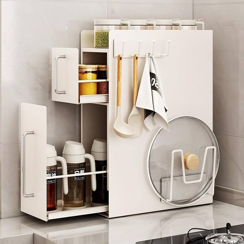 Amazon｜隠せる調味料ラック 2段 調味料ラック台所用 大容量 引き出し