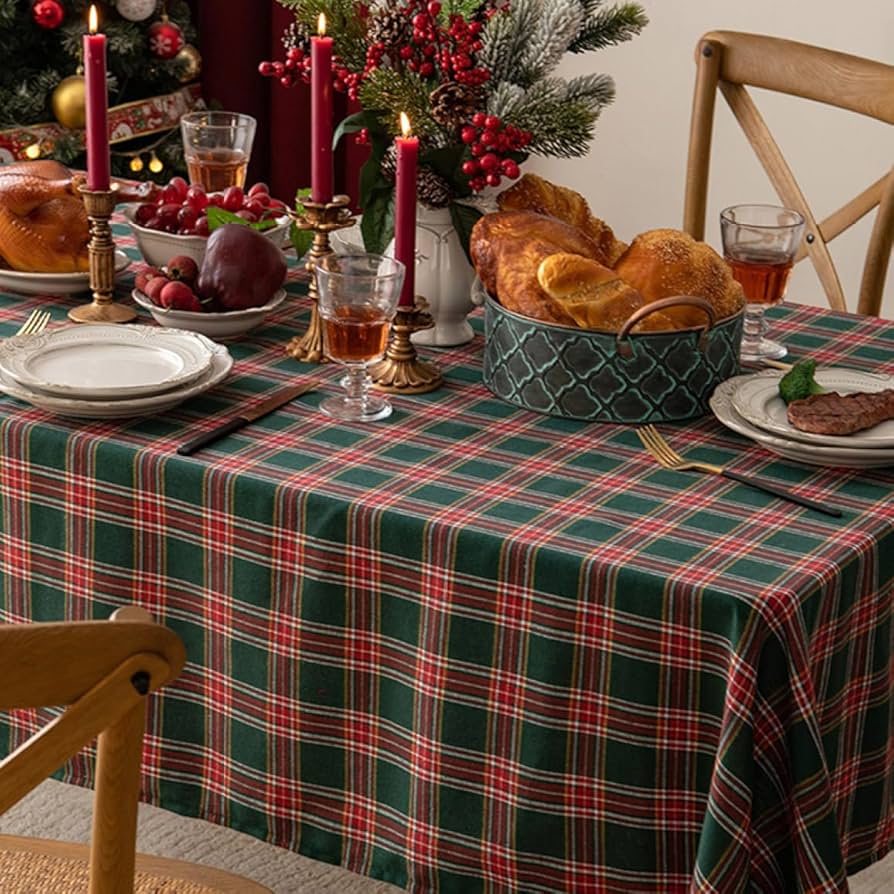 Amazon｜長方形 クリスマス チェック柄 テーブルクロス 140*200