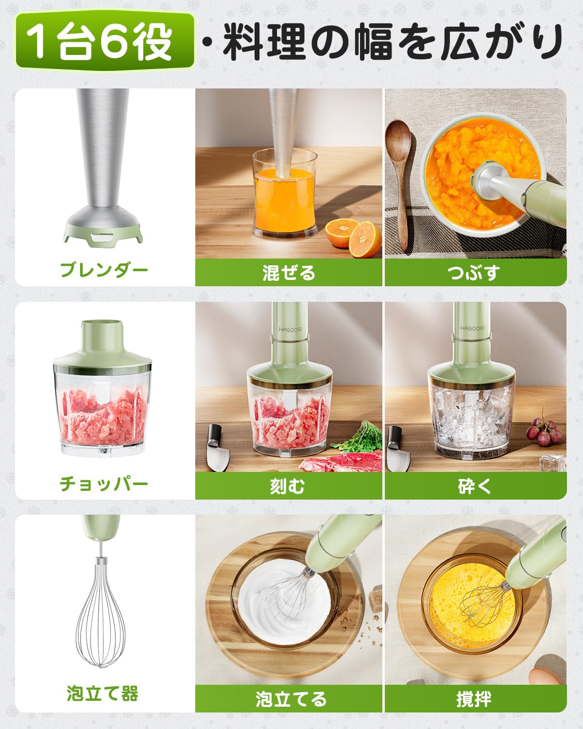 Amazon.co.jp: QOOQOOGE(クークージ) ハンドブレンダー 離乳食 1台6役