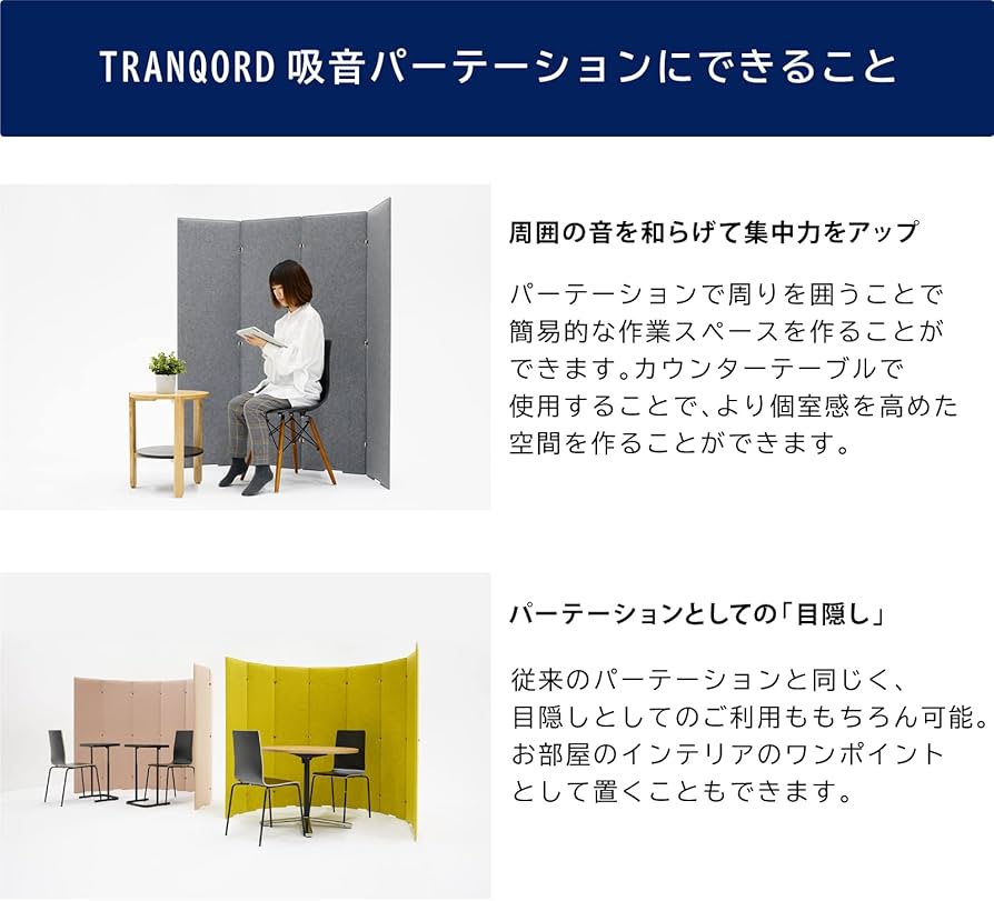 Amazon.co.jp: TRANQORD トランコード 吸音パーテーション 高さ160cm 4