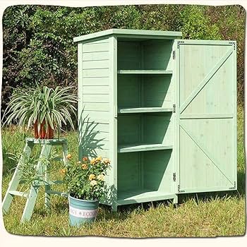 Amazon | XINBUガーデンガーデン 三角屋根の木製収納庫 豪華物置棚