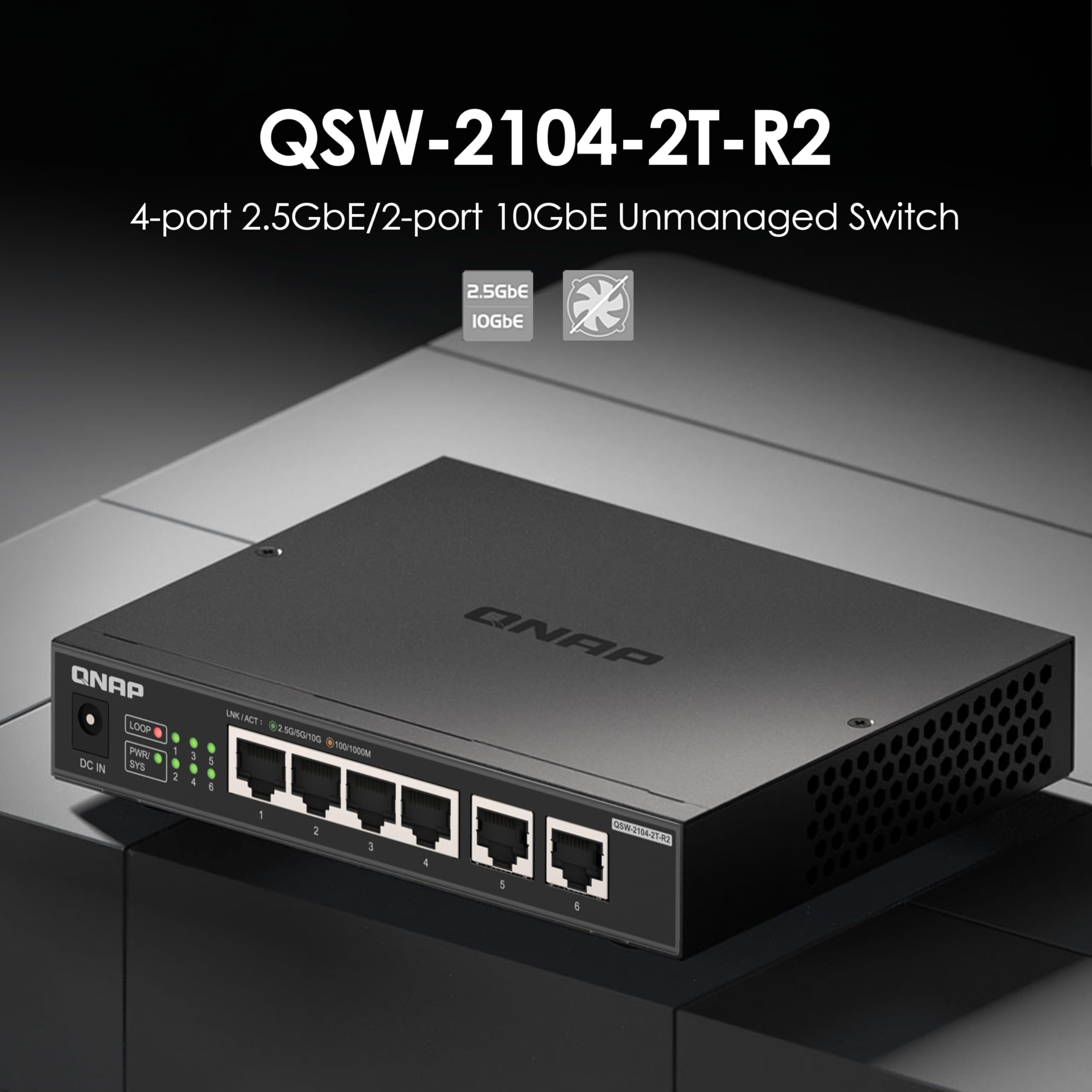 Amazon.com: QNAP 4-Port 2.5Gbps & 2-Port 10BASE-T Unmanaged Switch