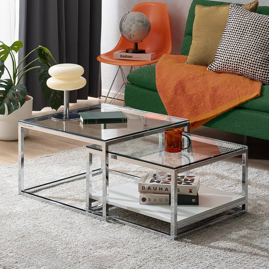 Amazon.co.jp: エア・リゾーム ローテーブル ネストテーブル ガラス