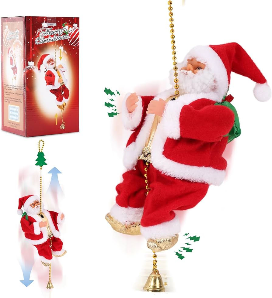 Amazon.com: Gfilay Upgraded Climbing Santa Claus on Rope, Animated