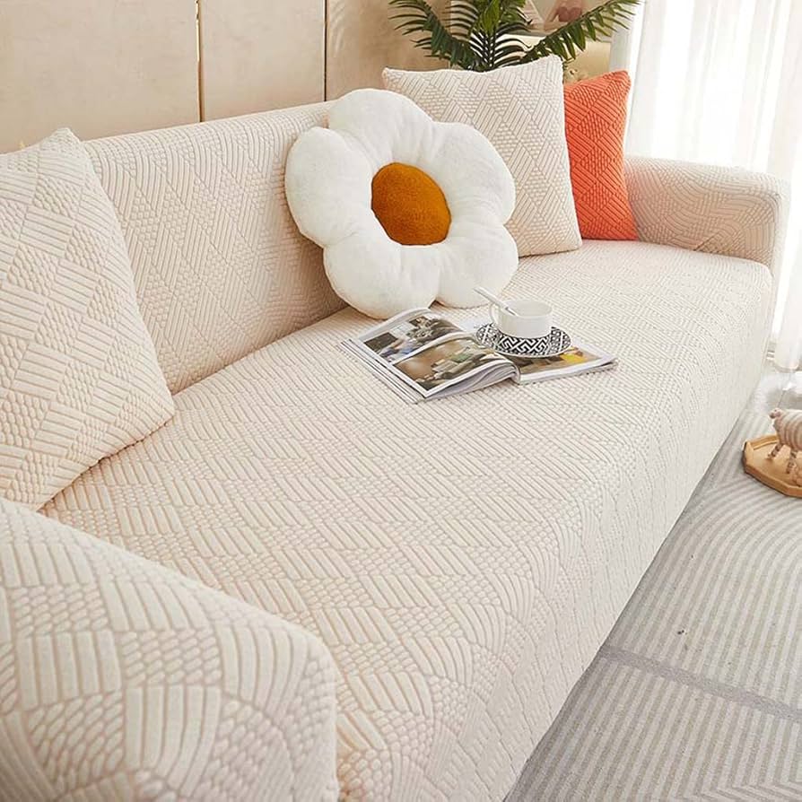 Amazon｜ソファカバー 2人掛け 肘付き 北欧風 アイボリー ストレッチ