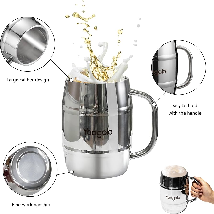 Amazon.com | Yaagolo Insulated Beer Stein, 32oz Stainless Steel