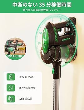 Amazon | 掃除機 コードレス 28000Pa Vactidy V8 コードレス掃除機