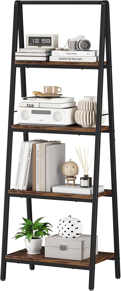 Amazon.com: Homeiju Ladder Shelf, 4-Tier Leaning Ladder Bookshelf