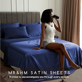 Amazon｜MR&HM サテンベッドシーツ クイーンサイズシーツセット シルク