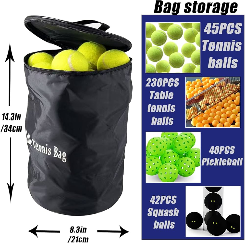 Amazon | テニスボールバッグ ポータブルテニスボールバスケット 45