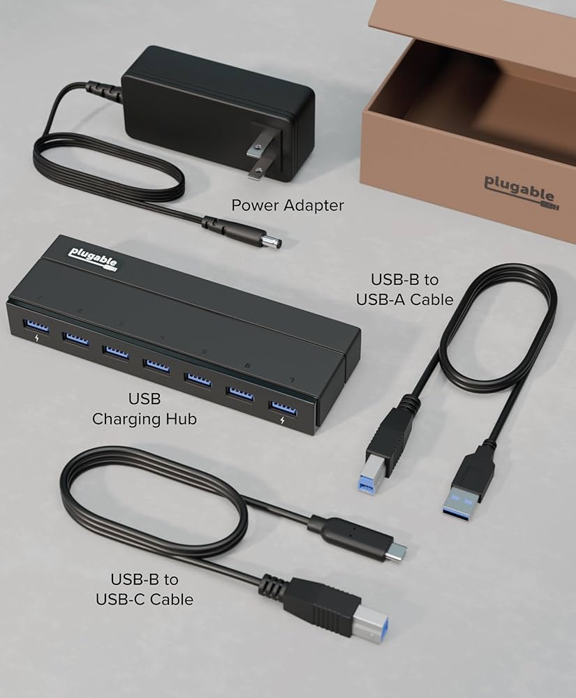 Amazon.co.jp: Plugable USB 3.0 ハブ、7ポート セルフパワー 36ワット