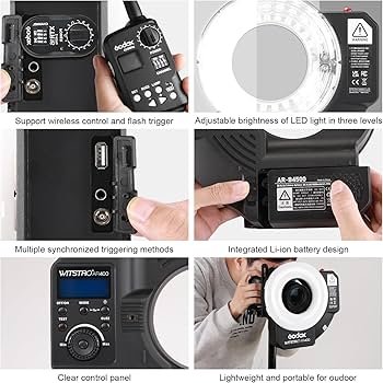 Amazon.com : Godox Wistro AR400 Lightweight Ring Flash with Li-Ion