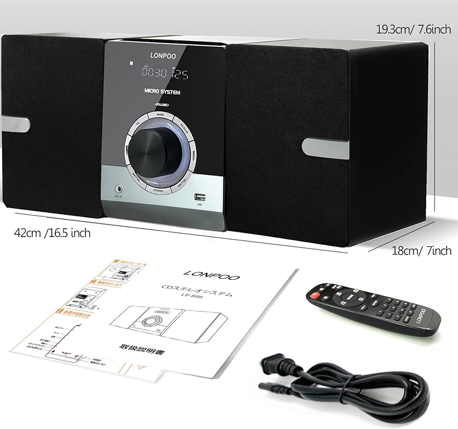 Amazon | CDプレーヤー 30W CDステレオシステムミニコンポ FMラジオ