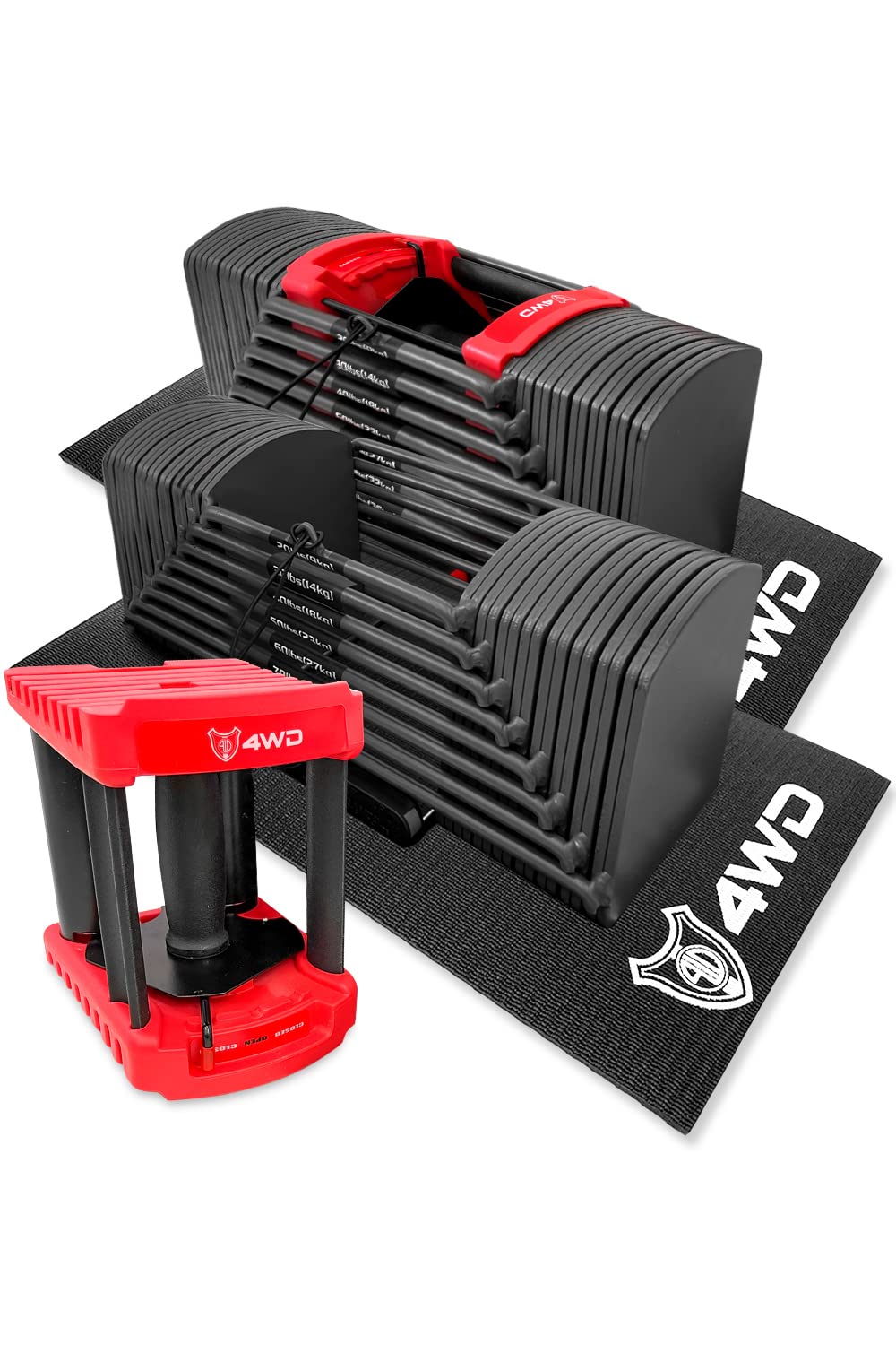 Amazon | 4WD 可変式ダンベル 20kg / 40kg ブロックダンベル 可変式