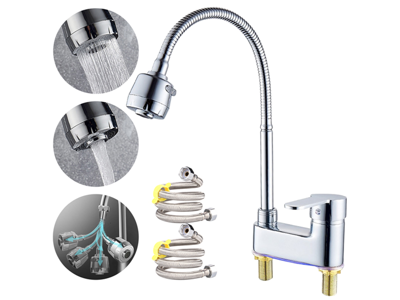 Amazon | weixiaoba 洗面水栓 2ホール 360度回転可能 洗面台 蛇口 2穴