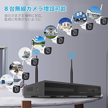 Amazon.co.jp: A-ZONE 防犯カメラ ワイヤレス 無線 300万画素 4台 8ch
