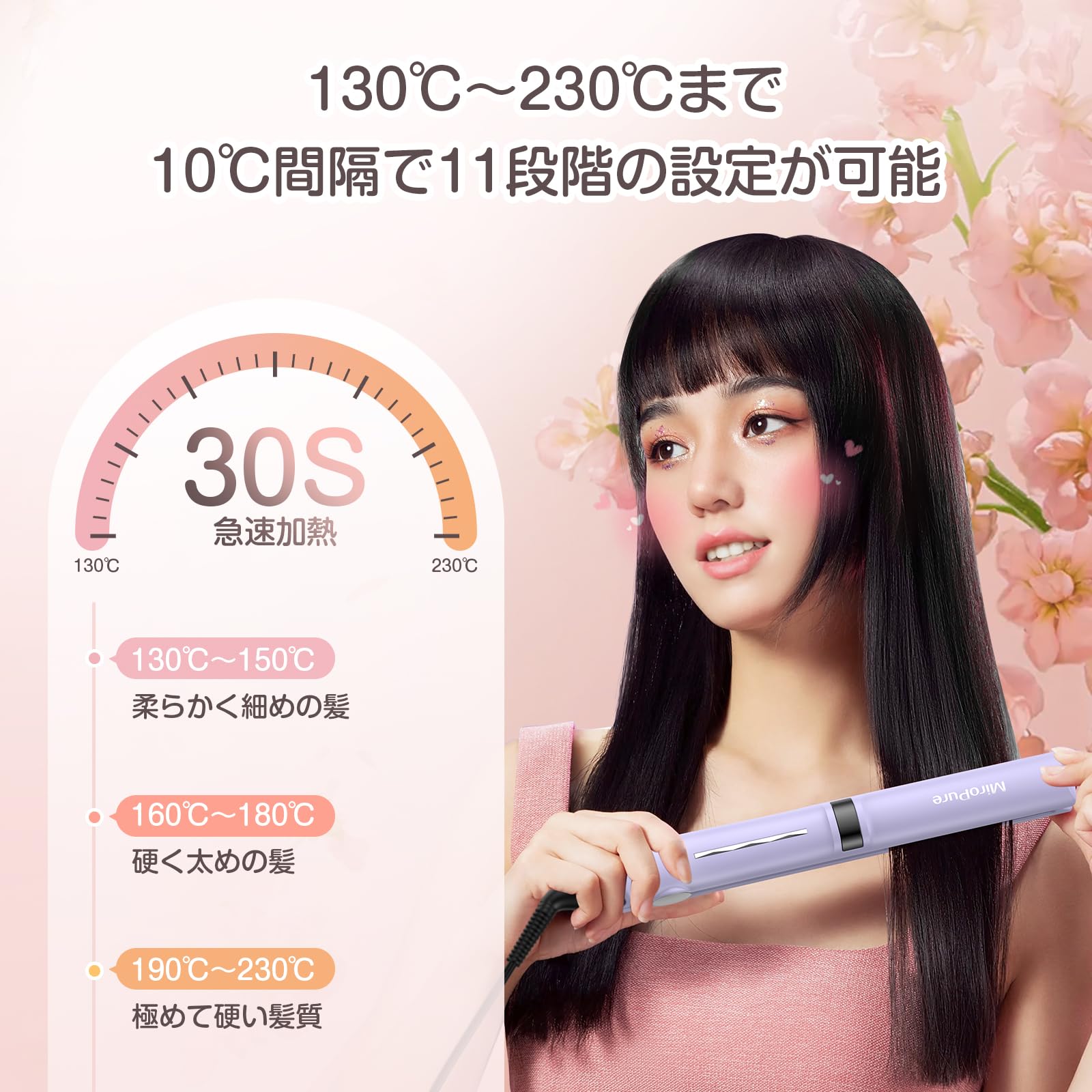 Amazon | Miropure ヘアアイロン ストレートアイロン 25mmプレート