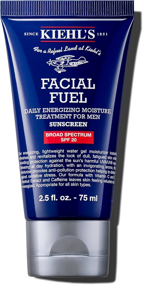 Amazon.com: Kiehl's 臉部燃料保濕霜,SPF 20 男性,能量臉部保濕霜,適用