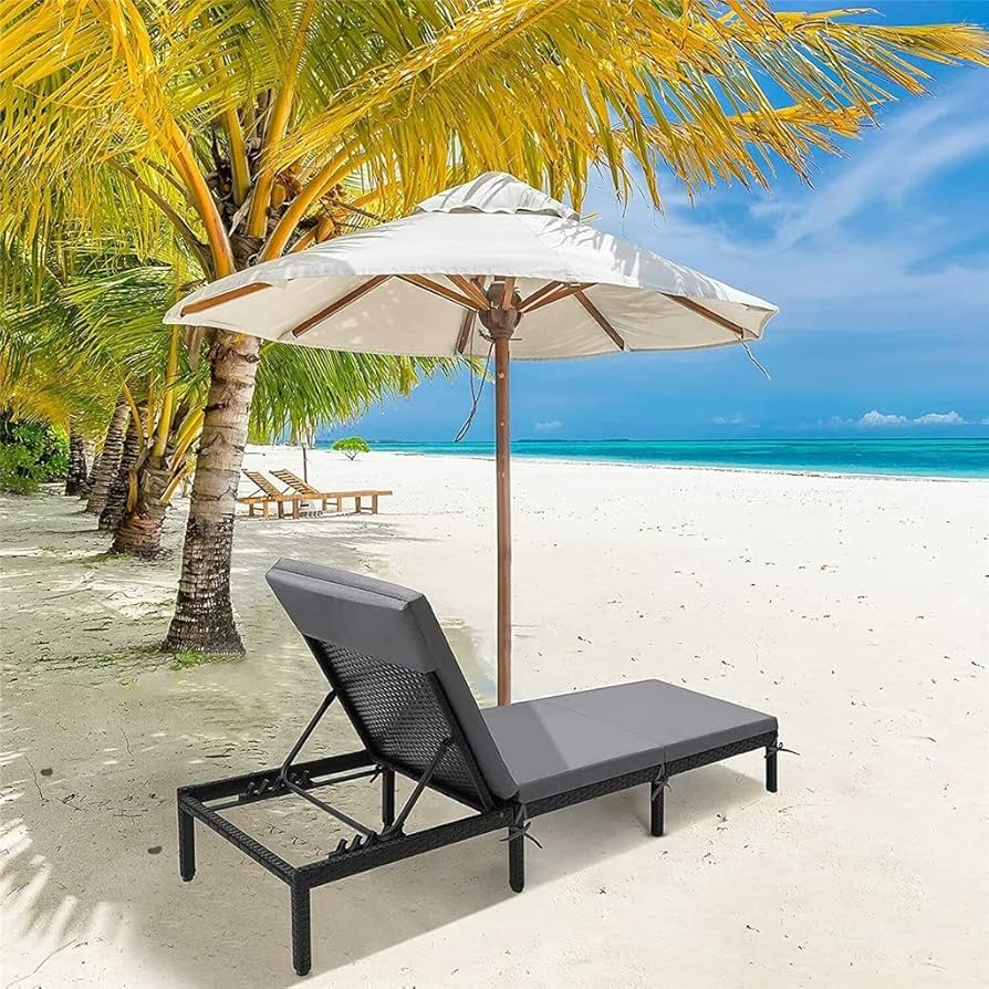 Amazon.co.jp: ラタンサンラウンジャー ビーチチェア 調節可能なデッキ