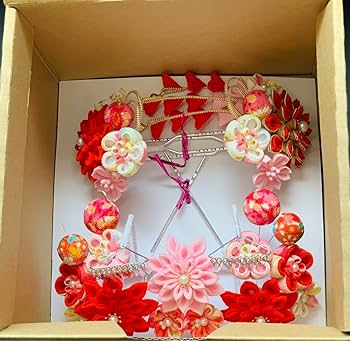Amazon.co.jp: 七五三髪飾りセット つまみ細工 日本髪 かんざし 7歳