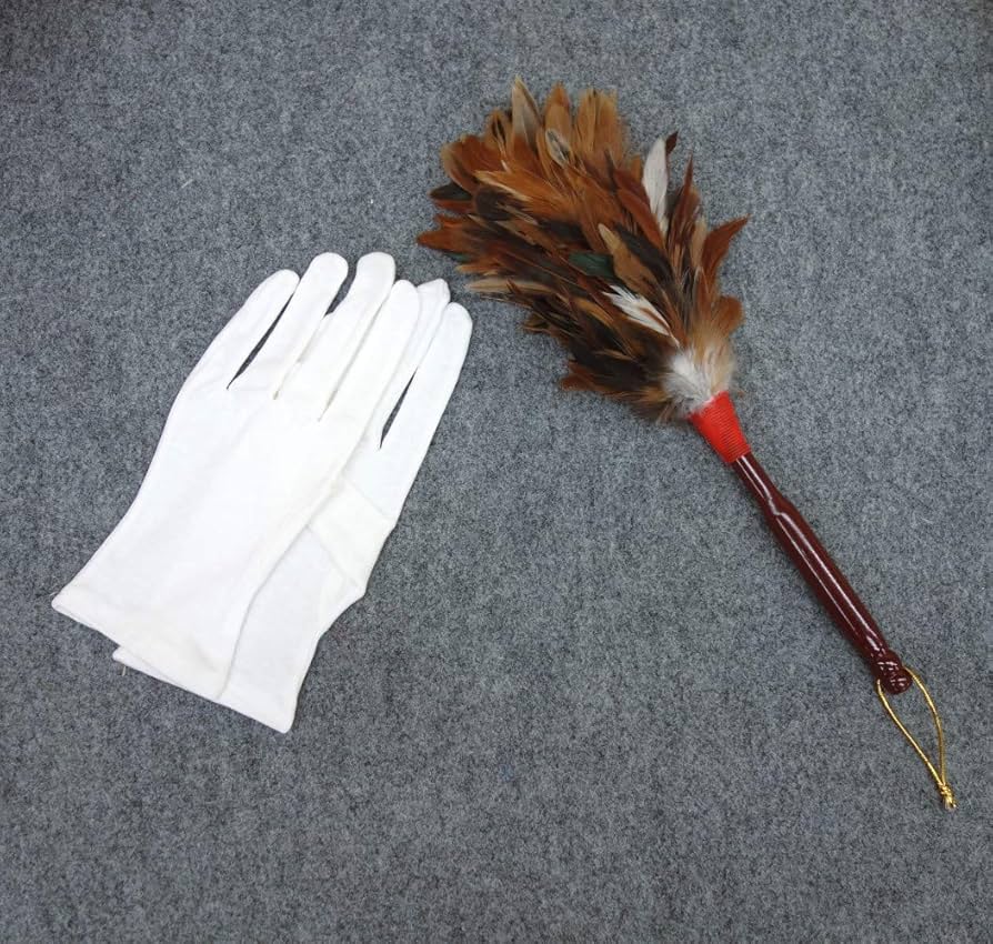 Amazon.co.jp: お手入れセット 木柄 毛バタキ 白手袋セット ひな人形用