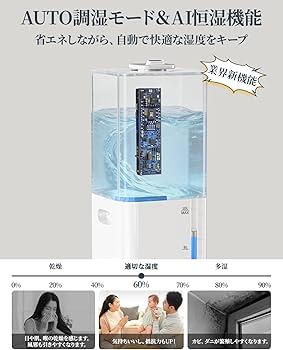 Amazon.co.jp: 加湿器 10L 大容量 ハイブリッド【AI自動湿度調整・新版