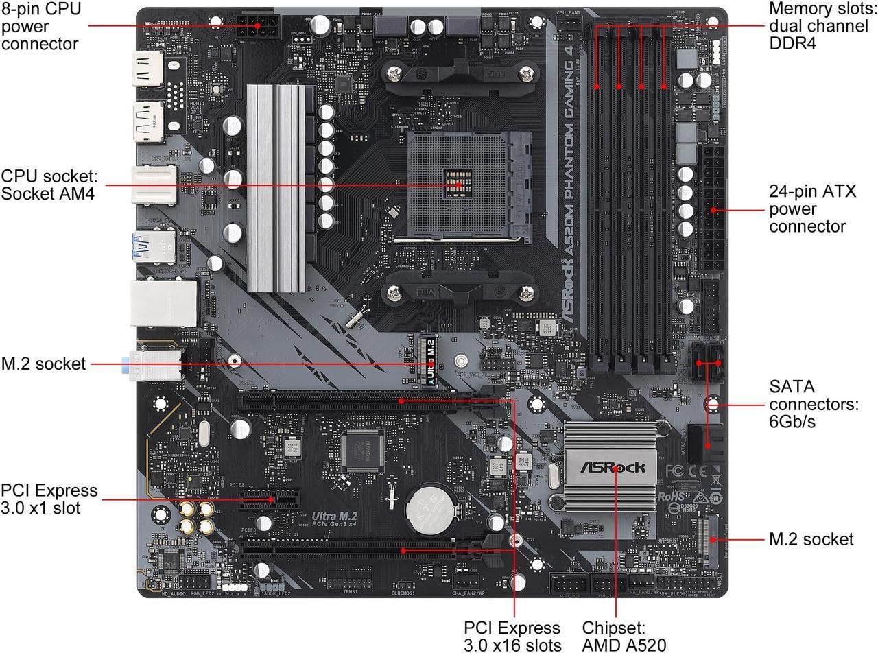 Amazon | ASRock マザーボード A520 M Phantom Gaming 4 AMD Ryzen