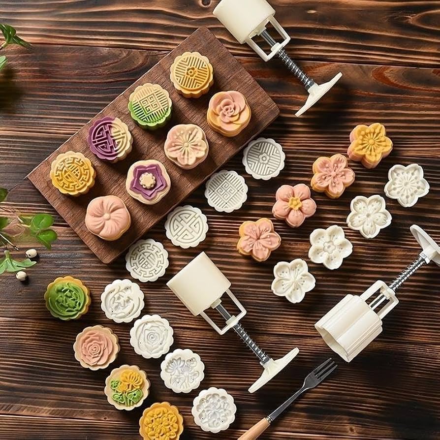 Amazon｜RZFZ 月餅型 ムーンケーキ型 月餅モールド 月餅金型プレス