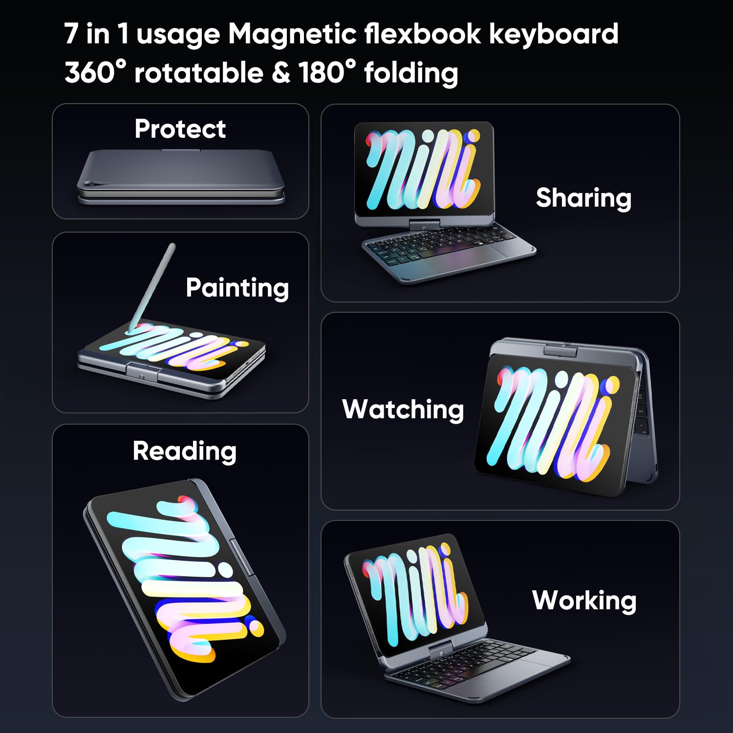 Amazon.co.jp: doqo iPad Mini 7 & Mini 6 ケース キーボード付き 第6