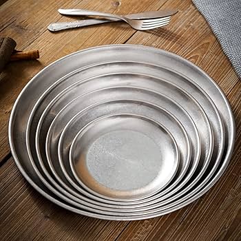 Amazon.co.jp: [EFFORTS] 皿 ステンレス皿 丸皿 ステンレス丸皿 食器