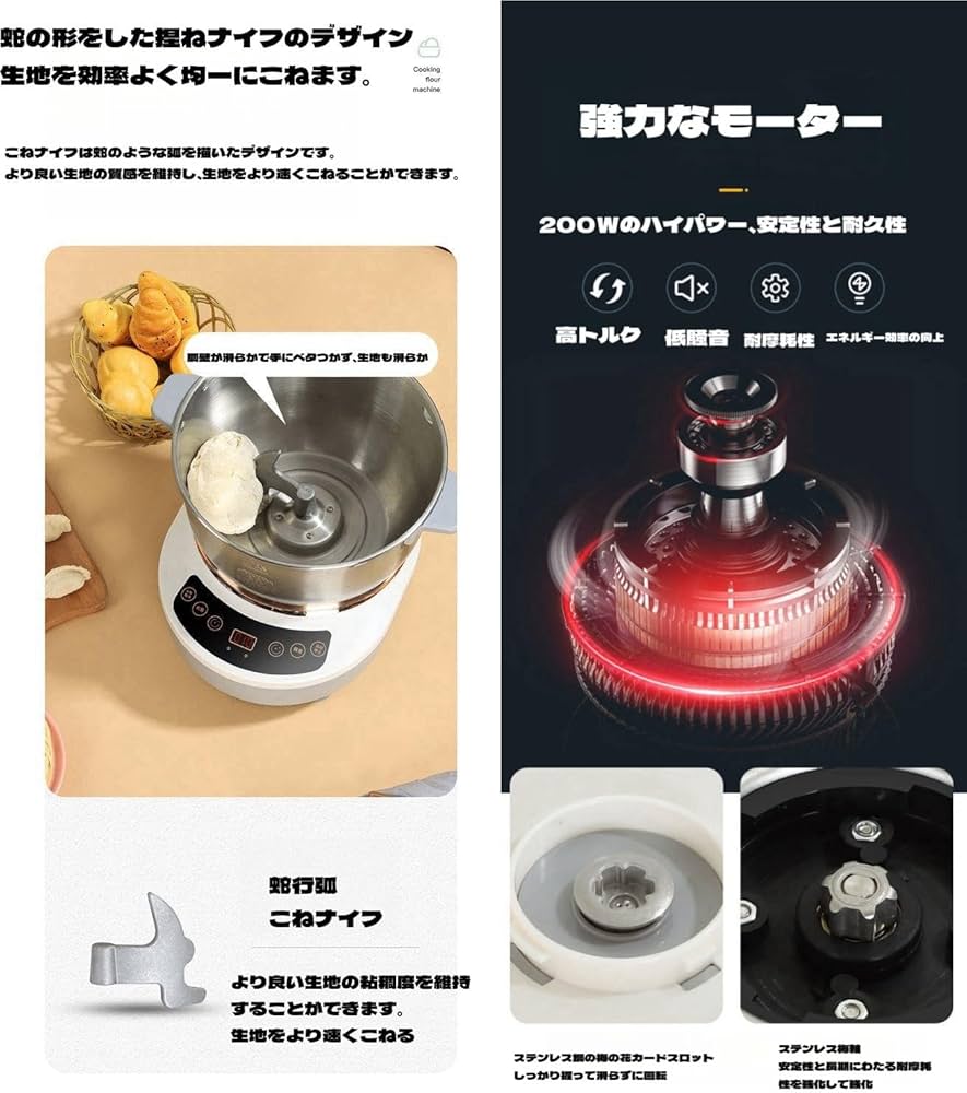 Amazon.co.jp : SolKin パンこね機 家庭用パンニーダー電動パンこねき