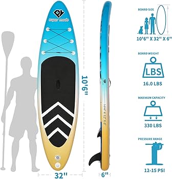 Amazon | 空気注入式スタンドアップパドルボード 10フィート 6インチ x