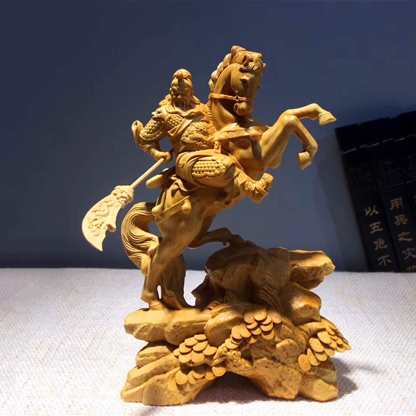 Amazon.co.jp: 三国志 関羽像 関帝像 関公像 立像 高級天然ツゲ木彫り