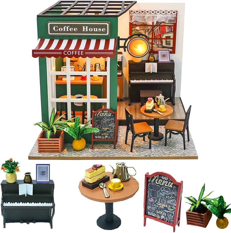 Amazon | Cjeuxnr DIYモデル コーヒーショップ ミニチュア ドール
